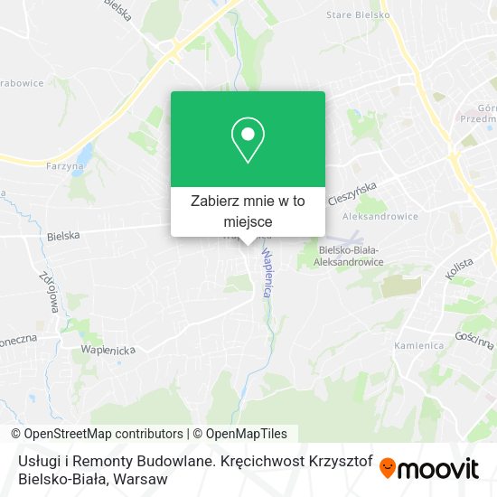 Mapa Usługi i Remonty Budowlane. Kręcichwost Krzysztof Bielsko-Biała