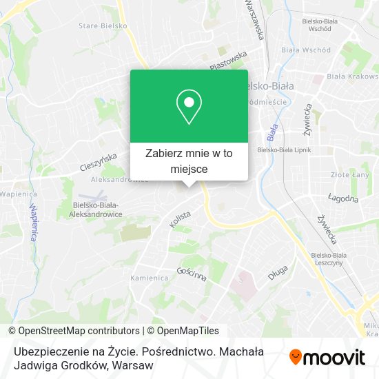 Mapa Ubezpieczenie na Życie. Pośrednictwo. Machała Jadwiga Grodków