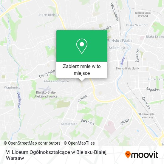 Mapa VI Liceum Ogólnokształcące w Bielsku-Białej