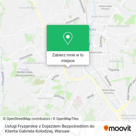 Mapa Usługi Fryzjerskie z Dojazdem Bezpośrednim do Klienta Gabriela Kołodziej