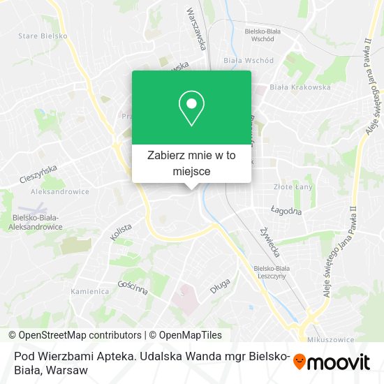 Mapa Pod Wierzbami Apteka. Udalska Wanda mgr Bielsko-Biała