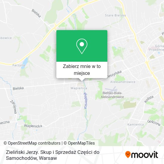 Mapa Zieliński Jerzy. Skup i Sprzedaż Części do Samochodów