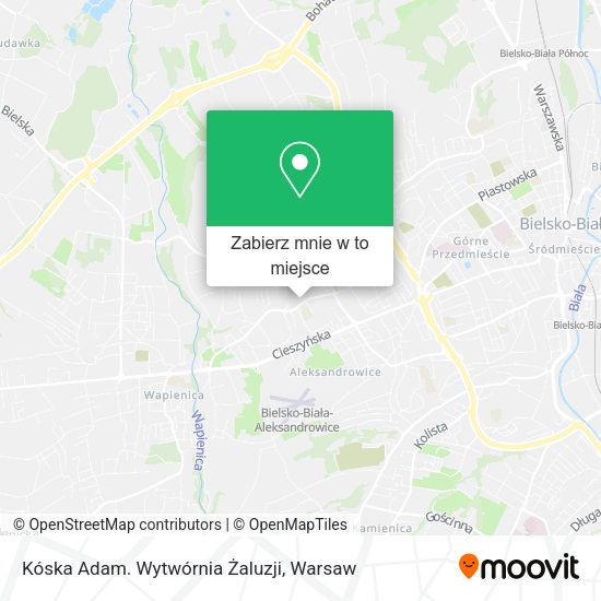 Mapa Kóska Adam. Wytwórnia Żaluzji