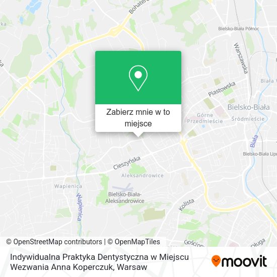 Mapa Indywidualna Praktyka Dentystyczna w Miejscu Wezwania Anna Koperczuk