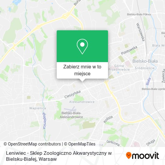 Mapa Leniwiec - Sklep Zoologiczno Akwarystyczny w Bielsku-Białej