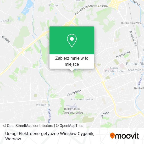 Mapa Usługi Elektroenergetyczne Wiesław Cyganik