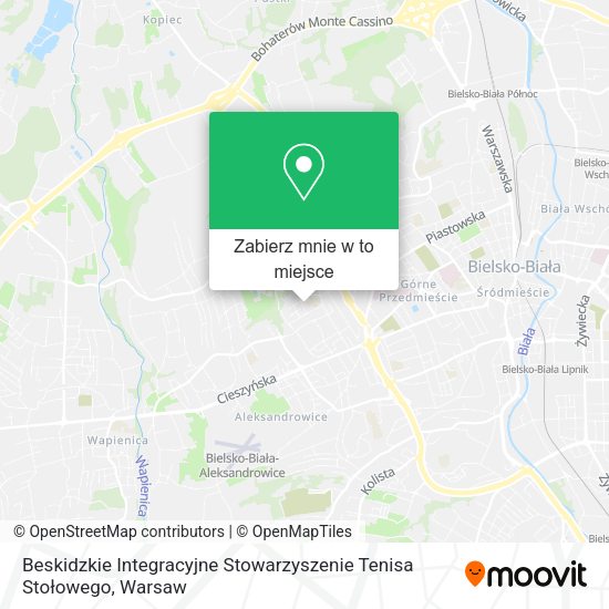 Mapa Beskidzkie Integracyjne Stowarzyszenie Tenisa Stołowego