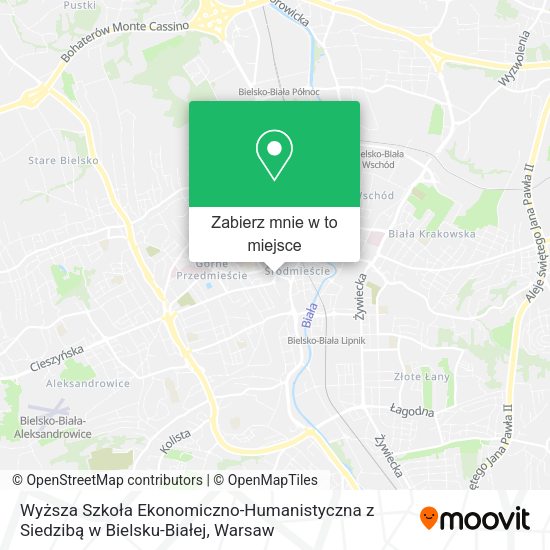 Mapa Wyższa Szkoła Ekonomiczno-Humanistyczna z Siedzibą w Bielsku-Białej