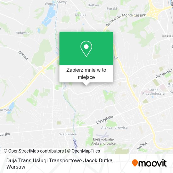 Mapa Duja Trans Usługi Transportowe Jacek Dutka