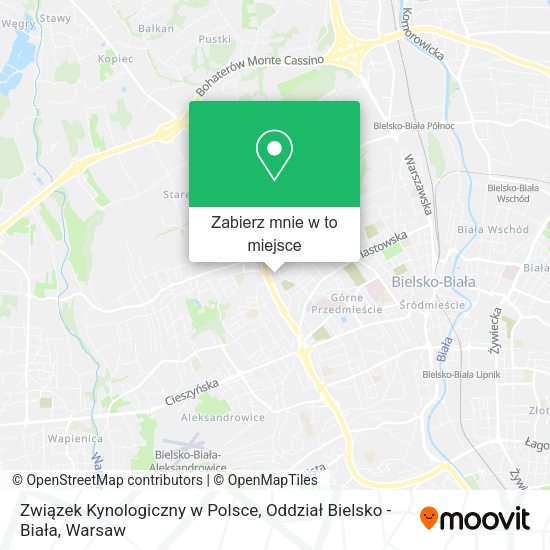 Mapa Związek Kynologiczny w Polsce, Oddział Bielsko - Biała