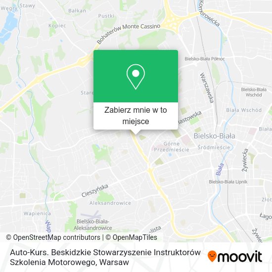 Mapa Auto-Kurs. Beskidzkie Stowarzyszenie Instruktorów Szkolenia Motorowego