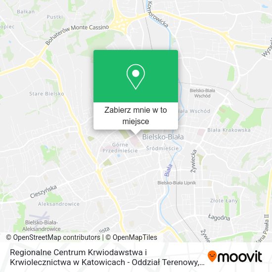 Mapa Regionalne Centrum Krwiodawstwa i Krwiolecznictwa w Katowicach - Oddział Terenowy