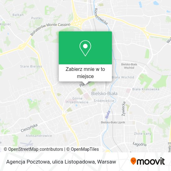 Mapa Agencja Pocztowa, ulica Listopadowa