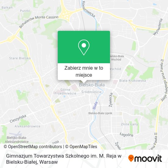 Mapa Gimnazjum Towarzystwa Szkolnego im. M. Reja w Bielsku-Białej