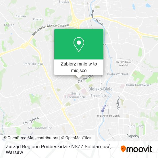 Mapa Zarząd Regionu Podbeskidzie NSZZ Solidarność