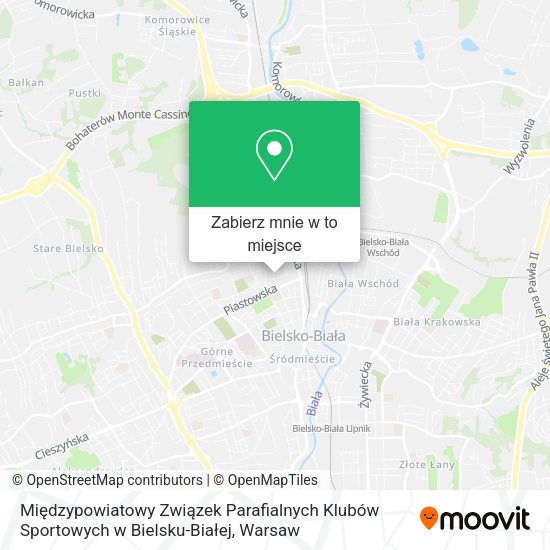 Mapa Międzypowiatowy Związek Parafialnych Klubów Sportowych w Bielsku-Białej