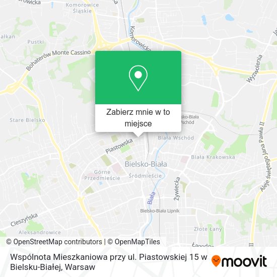 Mapa Wspólnota Mieszkaniowa przy ul. Piastowskiej 15 w Bielsku-Białej