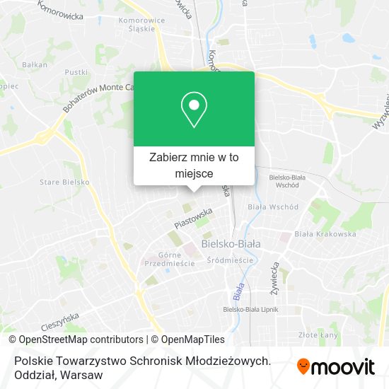 Mapa Polskie Towarzystwo Schronisk Młodzieżowych. Oddział