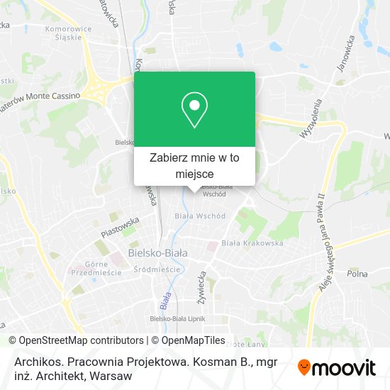 Mapa Archikos. Pracownia Projektowa. Kosman B., mgr inż. Architekt