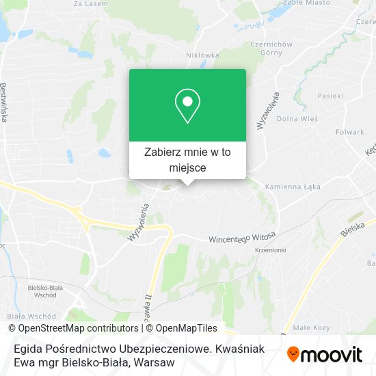 Mapa Egida Pośrednictwo Ubezpieczeniowe. Kwaśniak Ewa mgr Bielsko-Biała