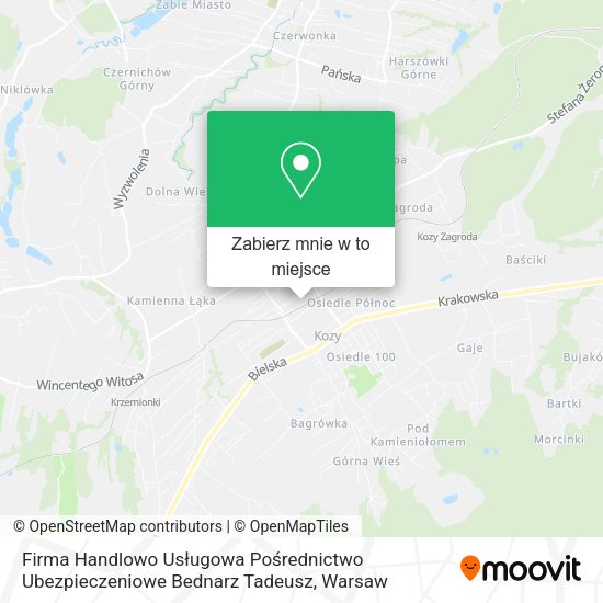 Mapa Firma Handlowo Usługowa Pośrednictwo Ubezpieczeniowe Bednarz Tadeusz