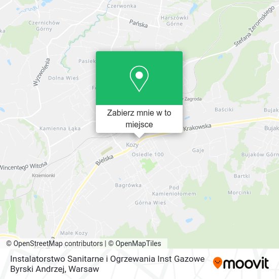 Mapa Instalatorstwo Sanitarne i Ogrzewania Inst Gazowe Byrski Andrzej