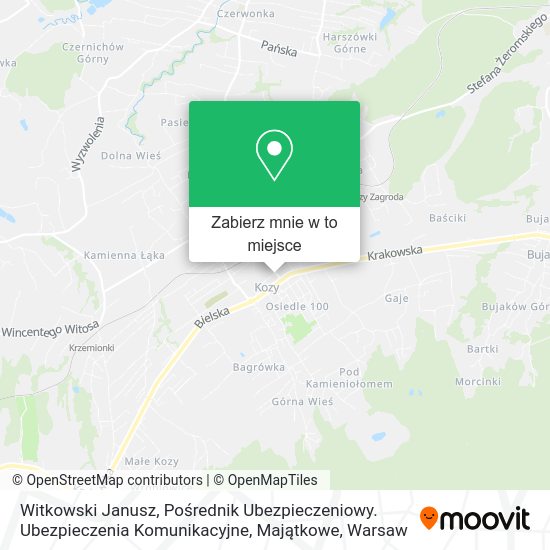 Mapa Witkowski Janusz, Pośrednik Ubezpieczeniowy. Ubezpieczenia Komunikacyjne, Majątkowe