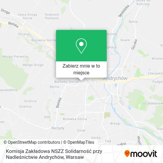 Mapa Komisja Zakładowa NSZZ Solidarność przy Nadleśnictwie Andrychów