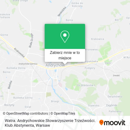 Mapa Watra. Andrychowskie Stowarzyszenie Trzeźwości. Klub Abstynenta