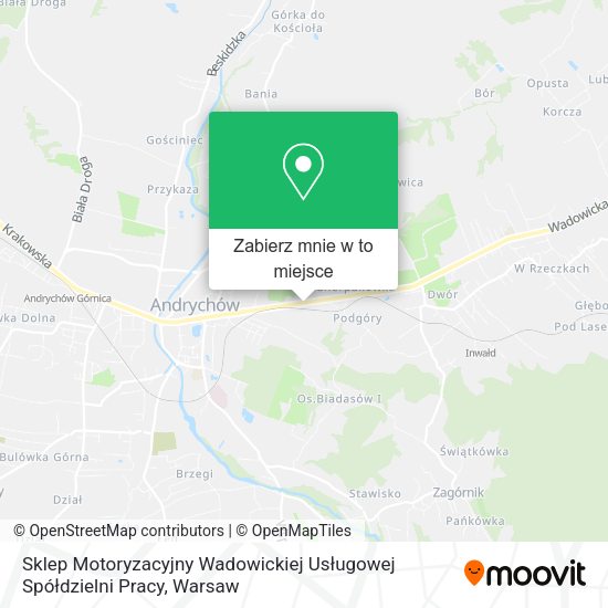 Mapa Sklep Motoryzacyjny Wadowickiej Usługowej Spółdzielni Pracy