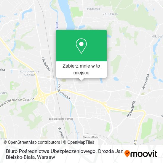 Mapa Biuro Pośrednictwa Ubezpieczeniowego. Drozda Jan Bielsko-Biała