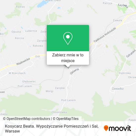 Mapa Kosycarz Beata. Wypożyczanie Pomieszczeń i Sal