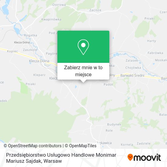 Mapa Przedsiębiorstwo Usługowo Handlowe Monimar Mariusz Sajdak