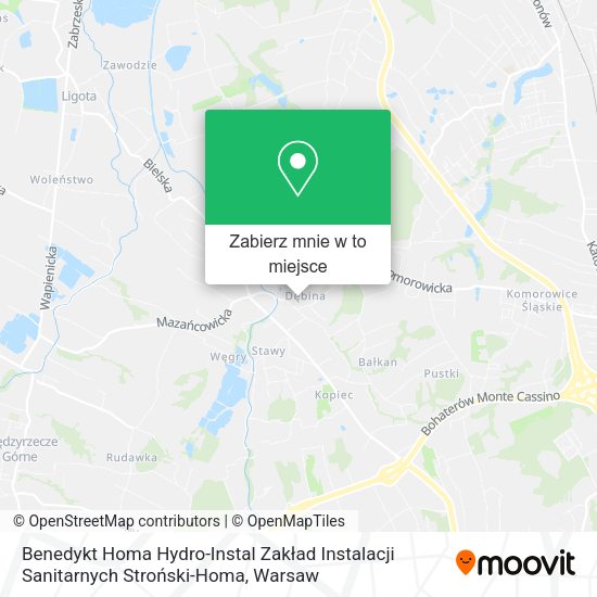 Mapa Benedykt Homa Hydro-Instal Zakład Instalacji Sanitarnych Stroński-Homa