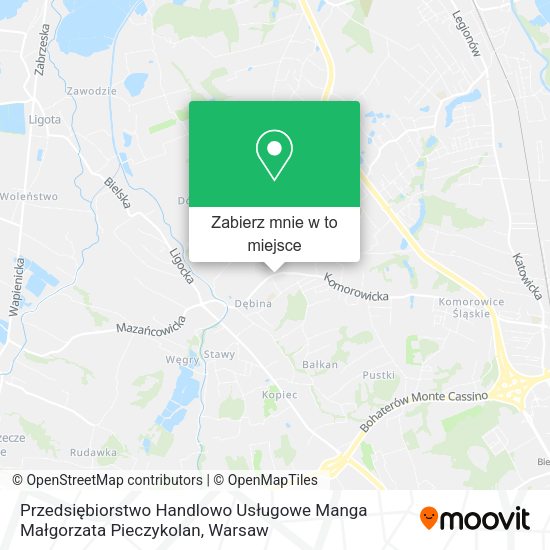 Mapa Przedsiębiorstwo Handlowo Usługowe Manga Małgorzata Pieczykolan