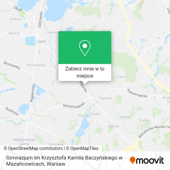 Mapa Gimnazjum Im Krzysztofa Kamila Baczyńskiego w Mazańcowicach