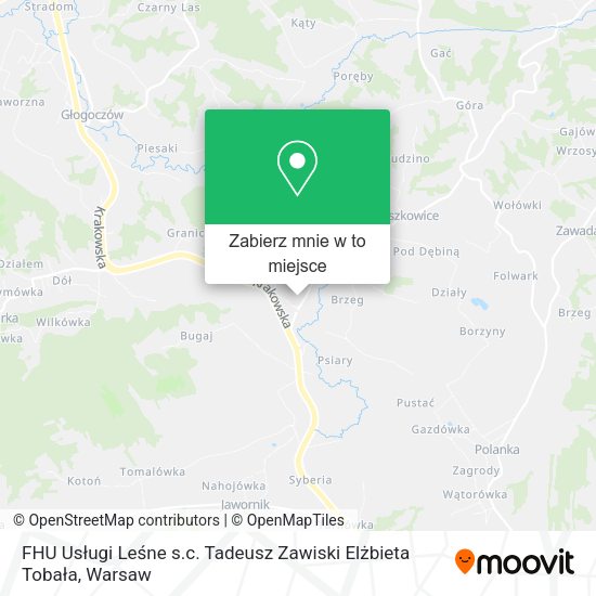 Mapa FHU Usługi Leśne s.c. Tadeusz Zawiski Elżbieta Tobała