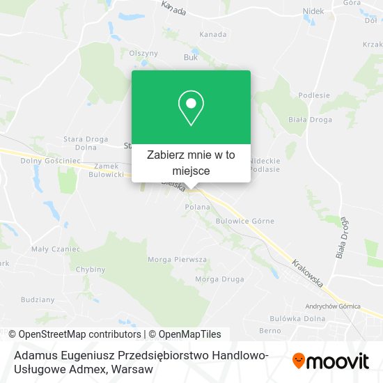 Mapa Adamus Eugeniusz Przedsiębiorstwo Handlowo-Usługowe Admex