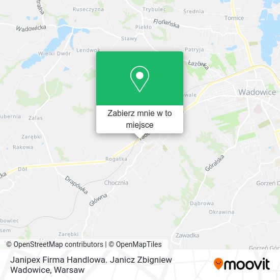 Mapa Janipex Firma Handlowa. Janicz Zbigniew Wadowice