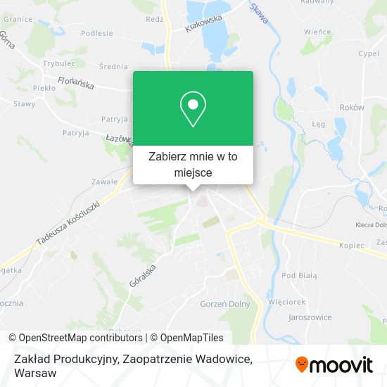 Mapa Zakład Produkcyjny, Zaopatrzenie Wadowice