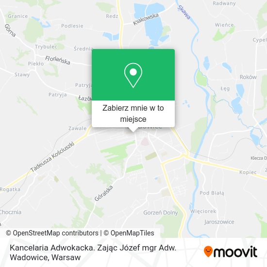 Mapa Kancelaria Adwokacka. Zając Józef mgr Adw. Wadowice