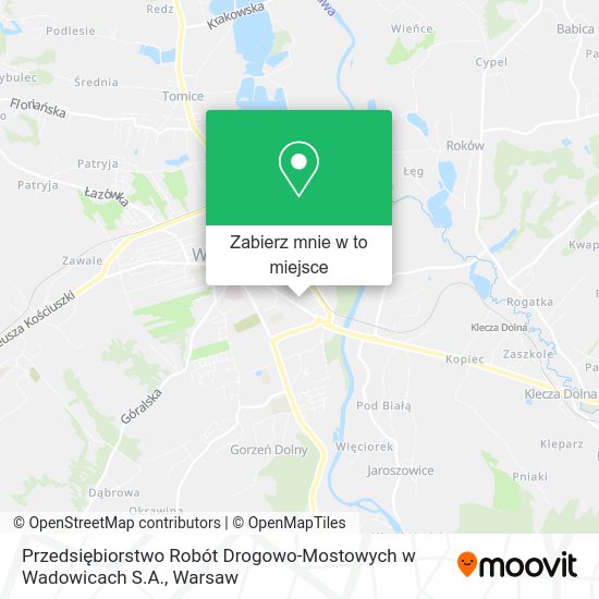 Mapa Przedsiębiorstwo Robót Drogowo-Mostowych w Wadowicach S.A.