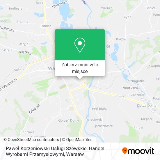 Mapa Paweł Korzeniowski Usługi Szewskie, Handel Wyrobami Przemysłowymi