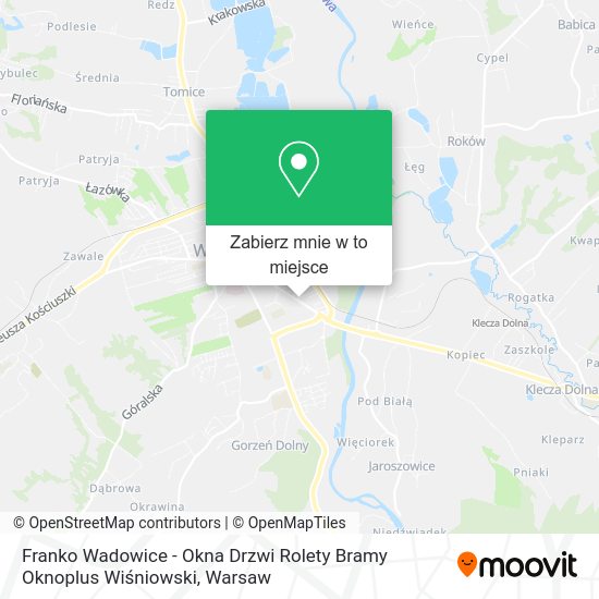 Mapa Franko Wadowice - Okna Drzwi Rolety Bramy Oknoplus Wiśniowski