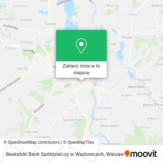 Mapa Beskidzki Bank Spółdzielczy w Wadowicach