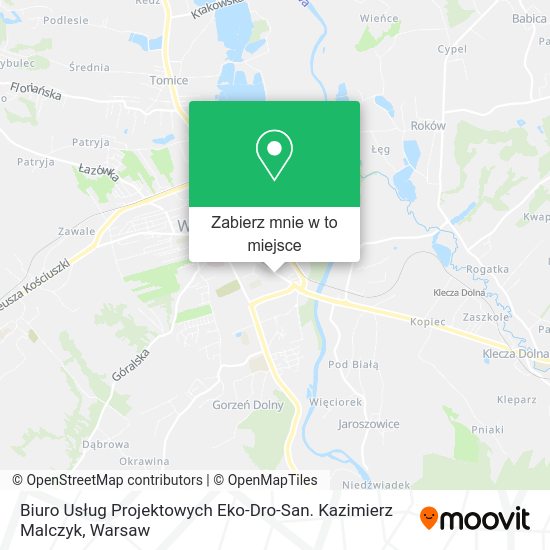 Mapa Biuro Usług Projektowych Eko-Dro-San. Kazimierz Malczyk