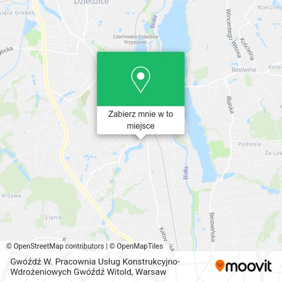 Mapa Gwóźdź W. Pracownia Usług Konstrukcyjno-Wdrożeniowych Gwóźdź Witold