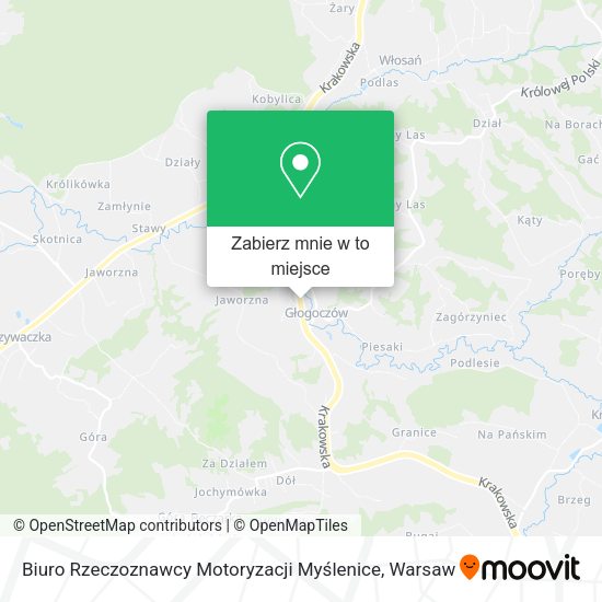 Mapa Biuro Rzeczoznawcy Motoryzacji Myślenice