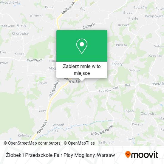 Mapa Żłobek i Przedszkole Fair Play Mogilany