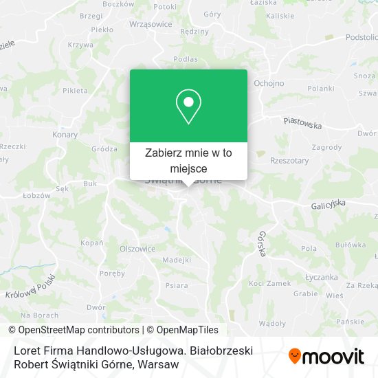 Mapa Loret Firma Handlowo-Usługowa. Białobrzeski Robert Świątniki Górne